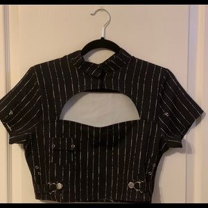 I AM GIA fran pinstripe top